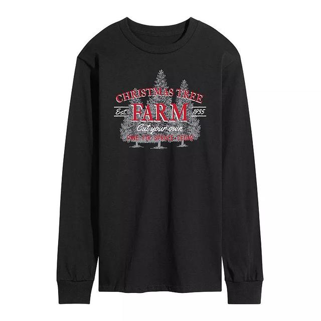 Mens Christmas Farm Sign Long Sleeve Tee Product Image