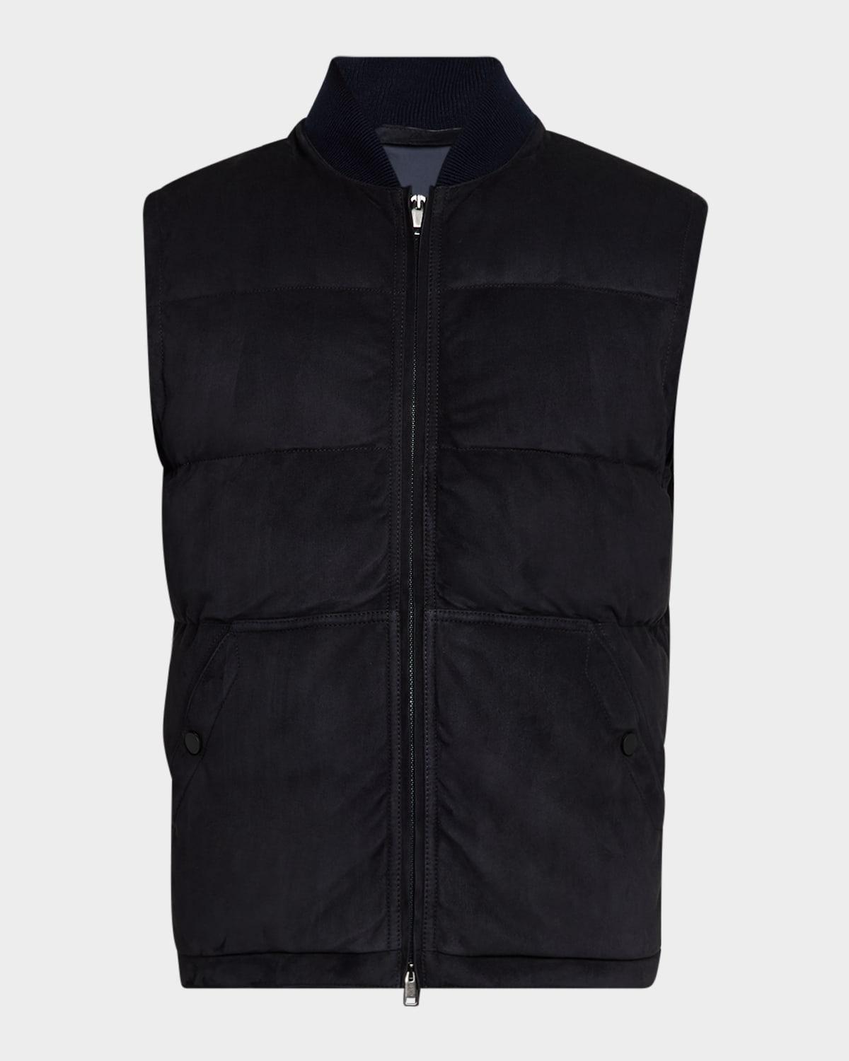 Mens Quilted Suede Full-Zip Vest Product Image