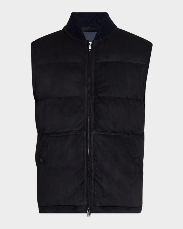 Men's Quilted Suede Full-Zip Vest Product Image