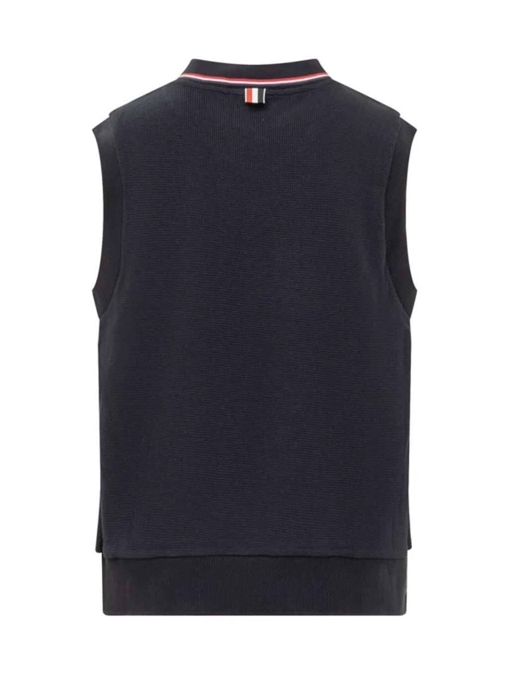 Navy V-neck Vest In Blue Product Image