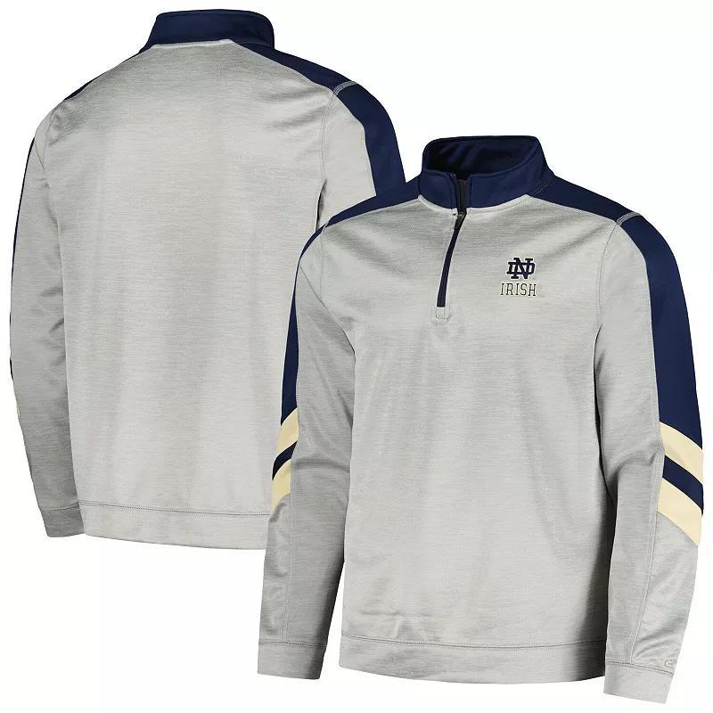 Mens Colosseum Gray/Navy Notre Dame Fighting Irish Bushwood Fleece Quarter-Zip Jacket Product Image