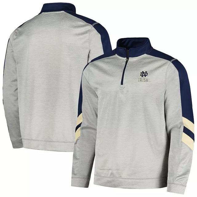 Mens Colosseum Gray/Navy Notre Dame Fighting Irish Bushwood Fleece Quarter-Zip Jacket Product Image