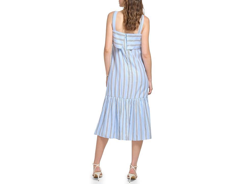 DKNY Sleeveless Lurex Stripe Dress (Frosting Combo) Women's Clothing Product Image