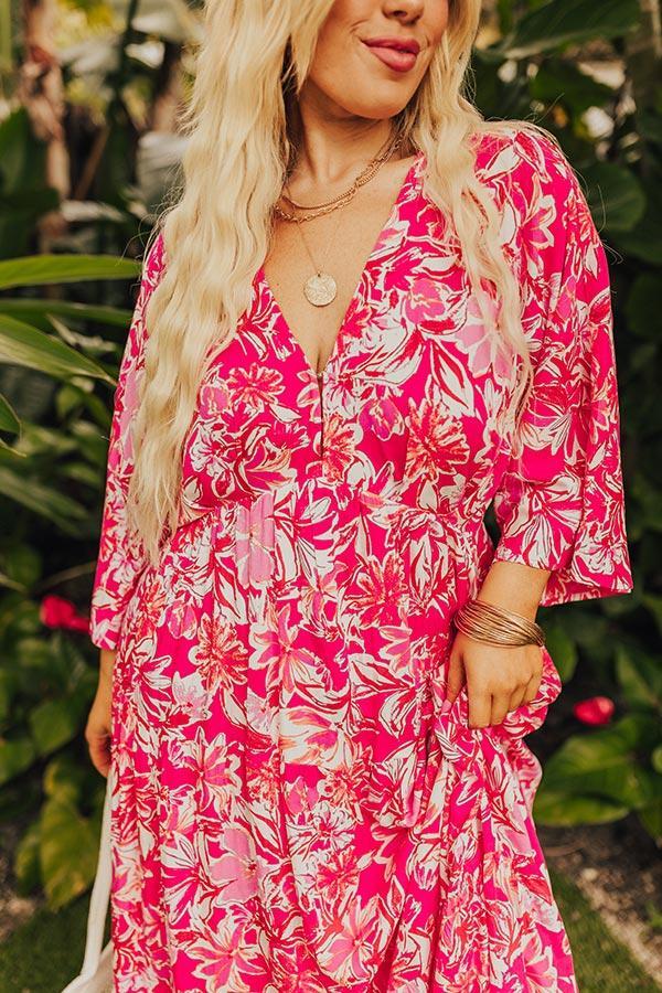 Blossom Breeze Floral Maxi In Hot Pink Curves Product Image