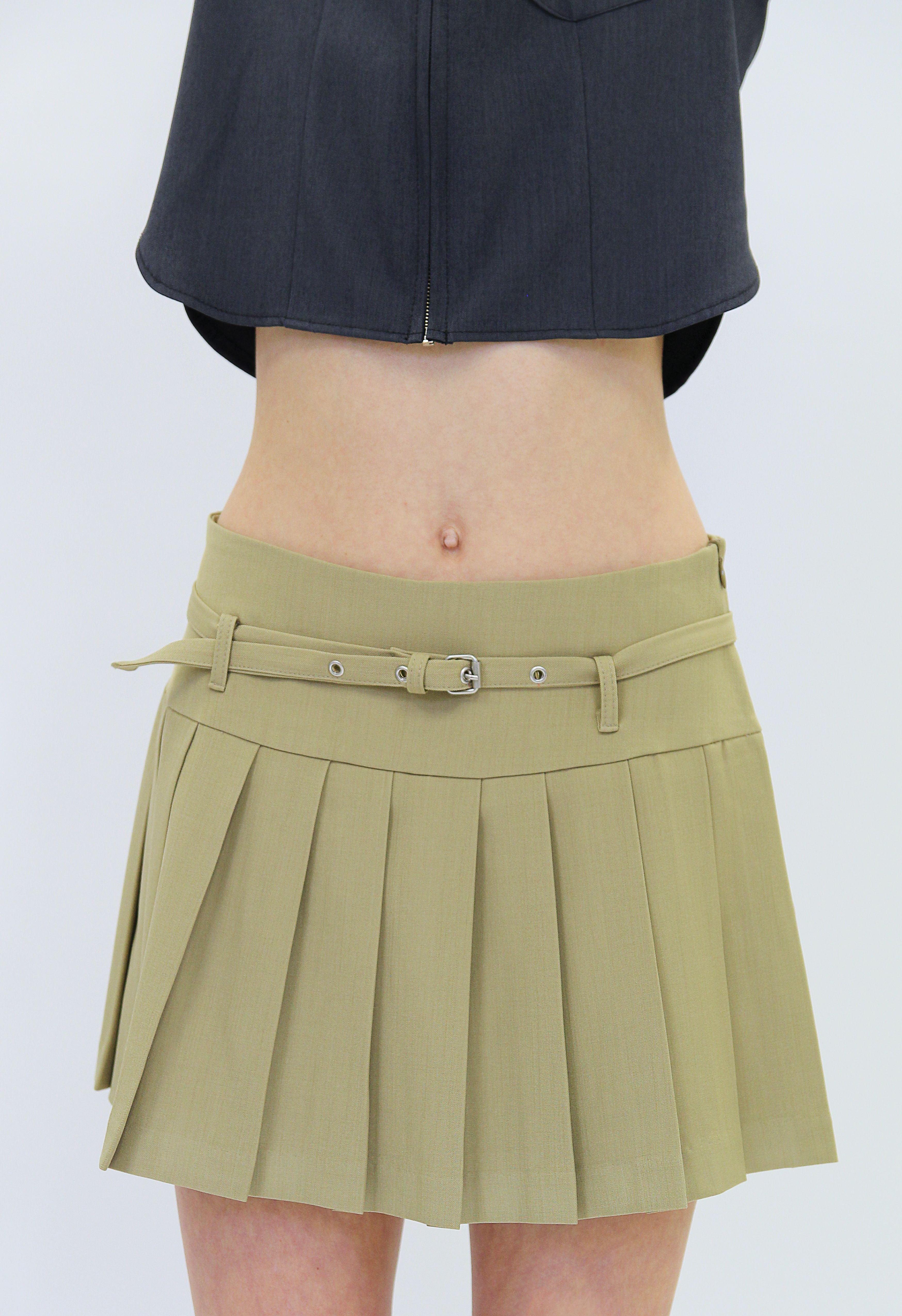 Pleated Mini Skirt in Camel Product Image