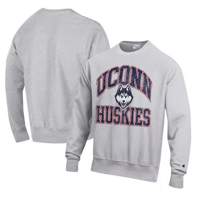 Mens Champion Heather Gray UConn Huskies Vault Late Night Reverse Weave Pullover Sweatshirt Product Image