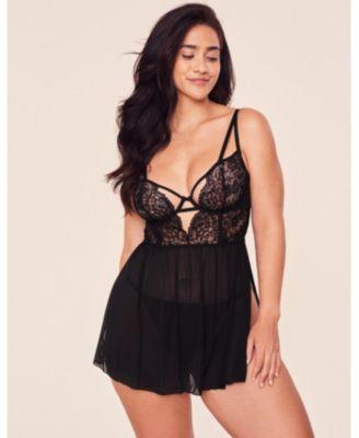 Adore Me Plus Size Rae Unlined Babydoll & G-String Set Lingerie Product Image