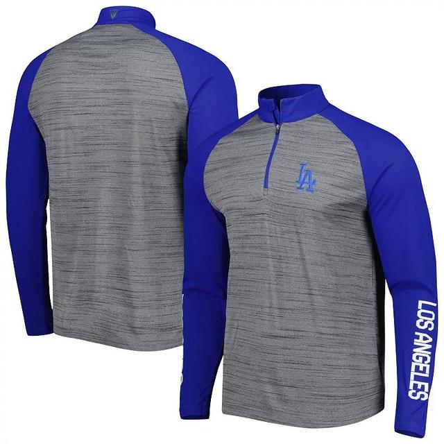 Mens Levelwear Heather Gray Los Angeles Dodgers Vandal Raglan Quarter-Zip Top Product Image