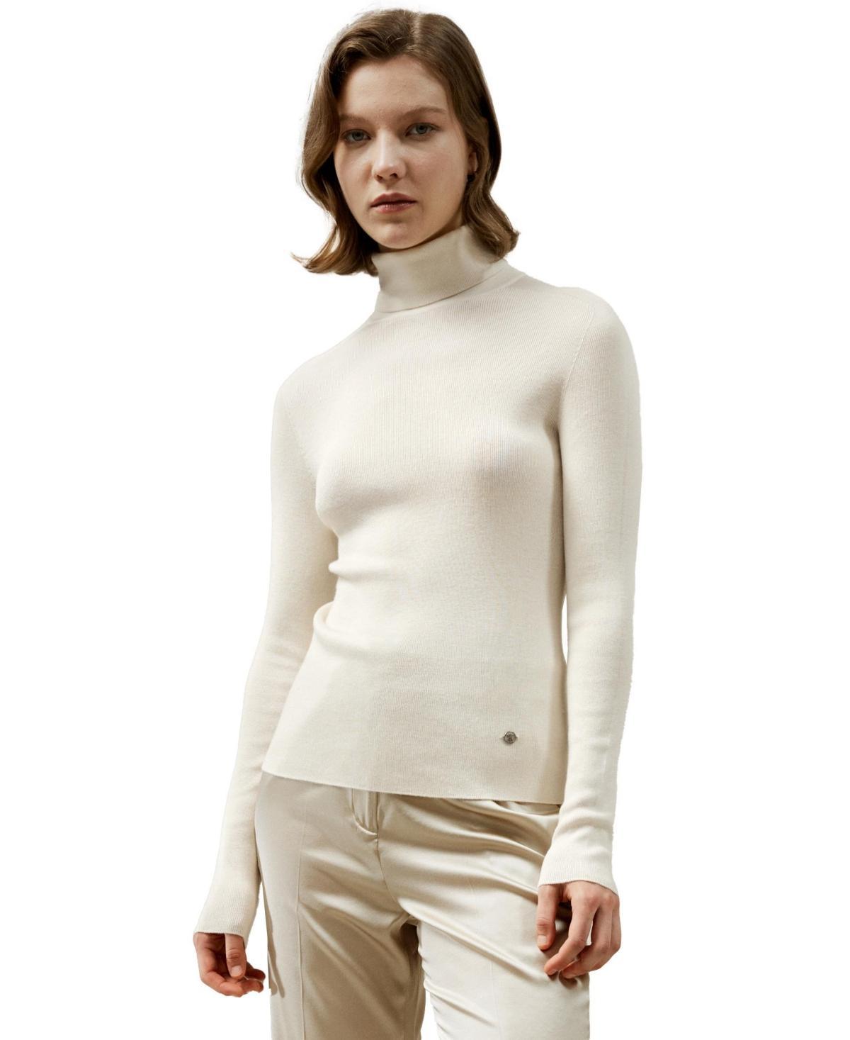 Lilysilk Womens Seamless Silk Knit Turtleneck Sweater product image