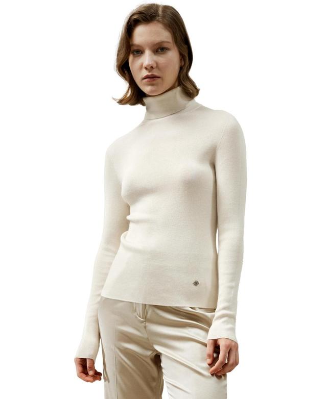 Lilysilk Womens Seamless Silk Knit Turtleneck Sweater Product Image