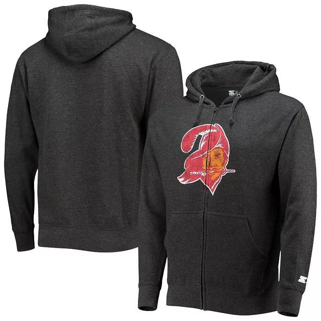 Mens Starter Pewter Tampa Bay Buccaneers Throwback Logo Full-Zip Hoodie Product Image