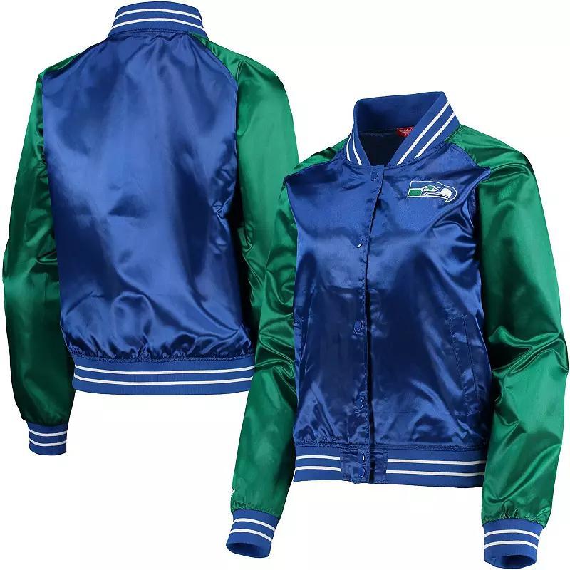 Womens Mitchell & Ness Royal Seattle Seahawks Team 2.0 Satin Raglan Full-Snap Jacket Product Image