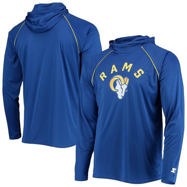 Mens Starter Royal Los Angeles Rams Raglan Long Sleeve Hoodie T-Shirt Product Image