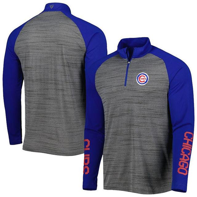 Mens Levelwear Heather Gray Chicago Cubs Vandal Raglan Quarter-Zip Top Product Image