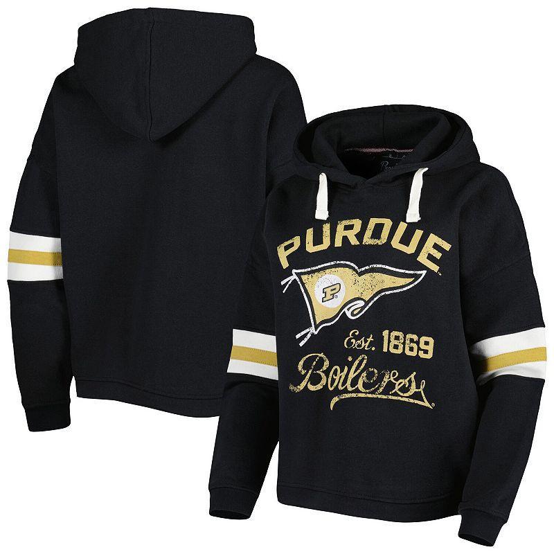 Womens Pressbox Black Purdue Boilermakers Super Pennant Pullover Hoodie Product Image