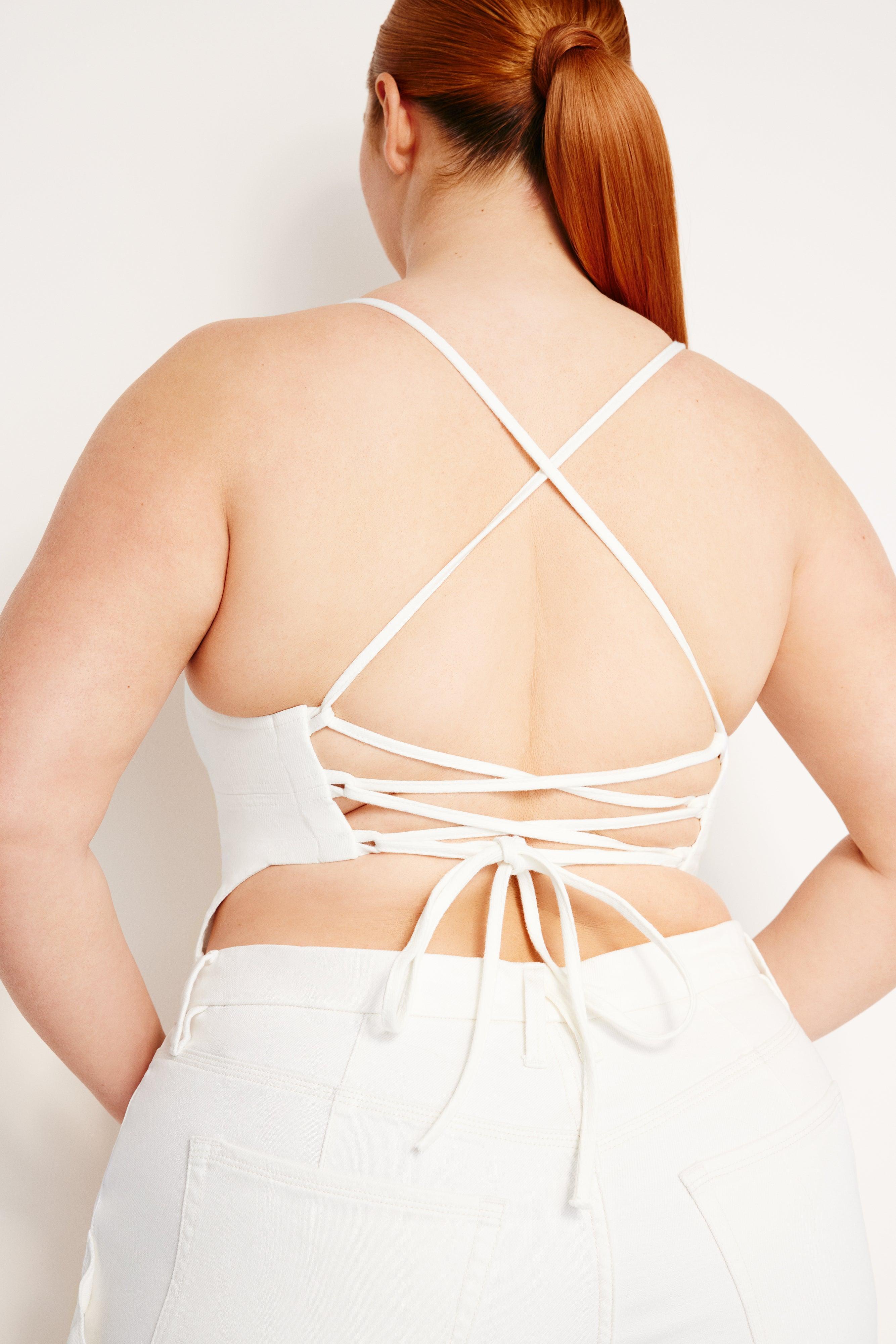 DENIM TIE BACK HALTER | CLOUD WHITE Product Image