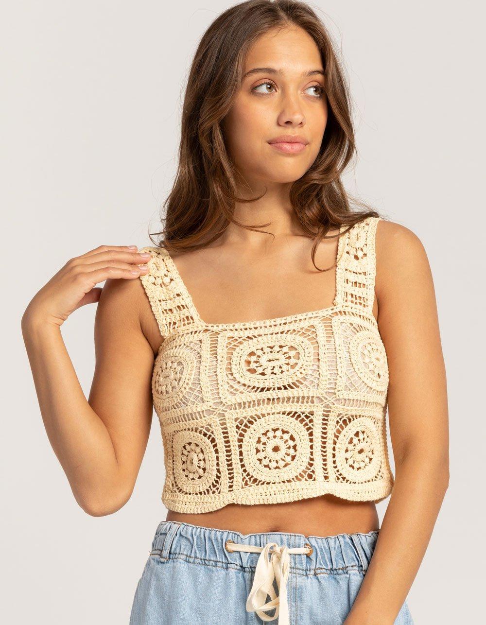 FULL TILT Crochet Granny Square Womens Cami Product Image