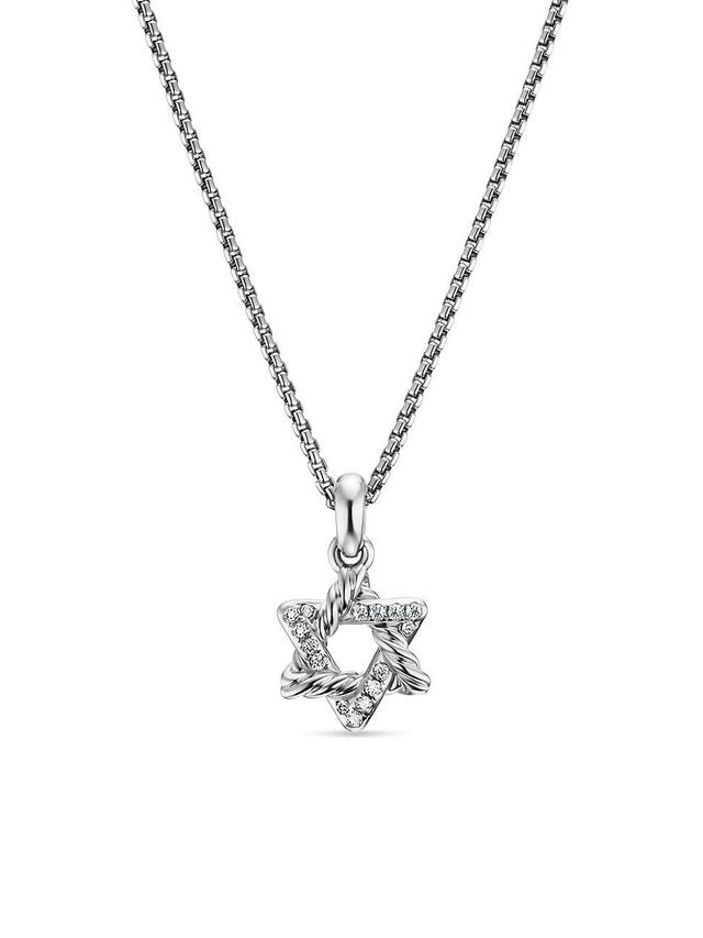 Womens Star of David Pendant Necklace in Sterling Silver with Diamonds, 9.6MM Product Image