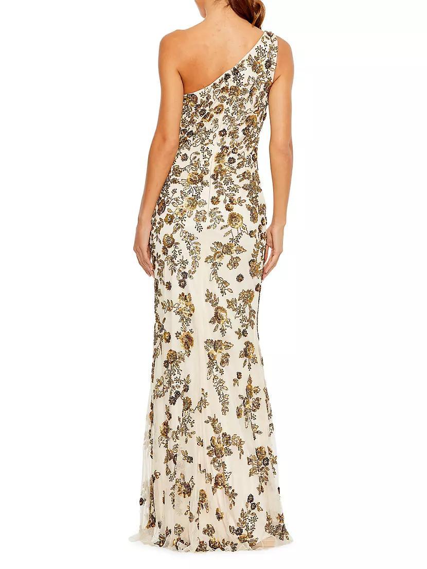 Asymmetric Floral Beaded Gown Product Image