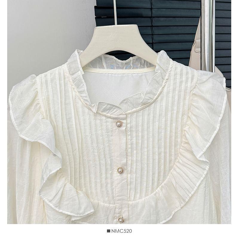 Ruffled Pleated Loose Shirt Product Image