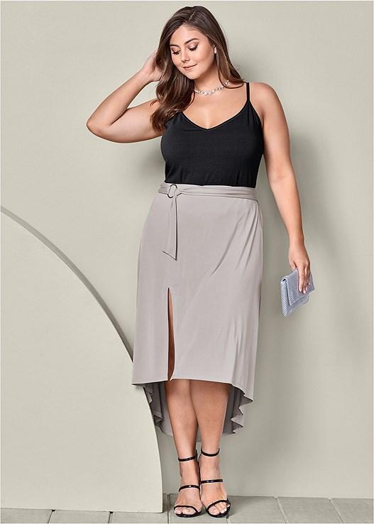 Belted High-Low Maxi Skirt Product Image