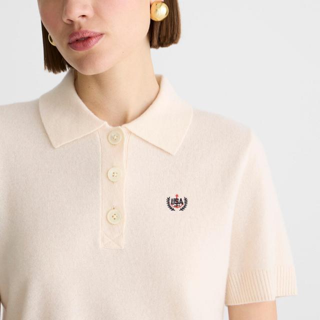 Limited-edition USA Swimming® X J.Crew cashmere cropped sweater-polo Product Image