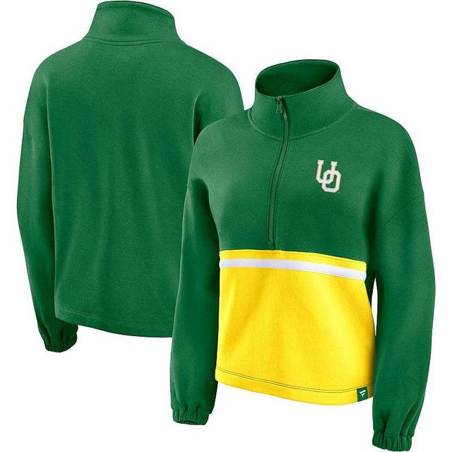 Womens Fanatics Branded Green Oregon Ducks Fleece Half-Zip Jacket Product Image