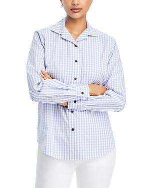 Womens Gingham Cotton Poplin Blouse Product Image