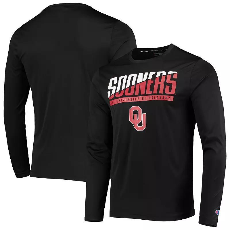 Mens Champion Oklahoma Sooners Wordmark Slash Long Sleeve T-Shirt Product Image