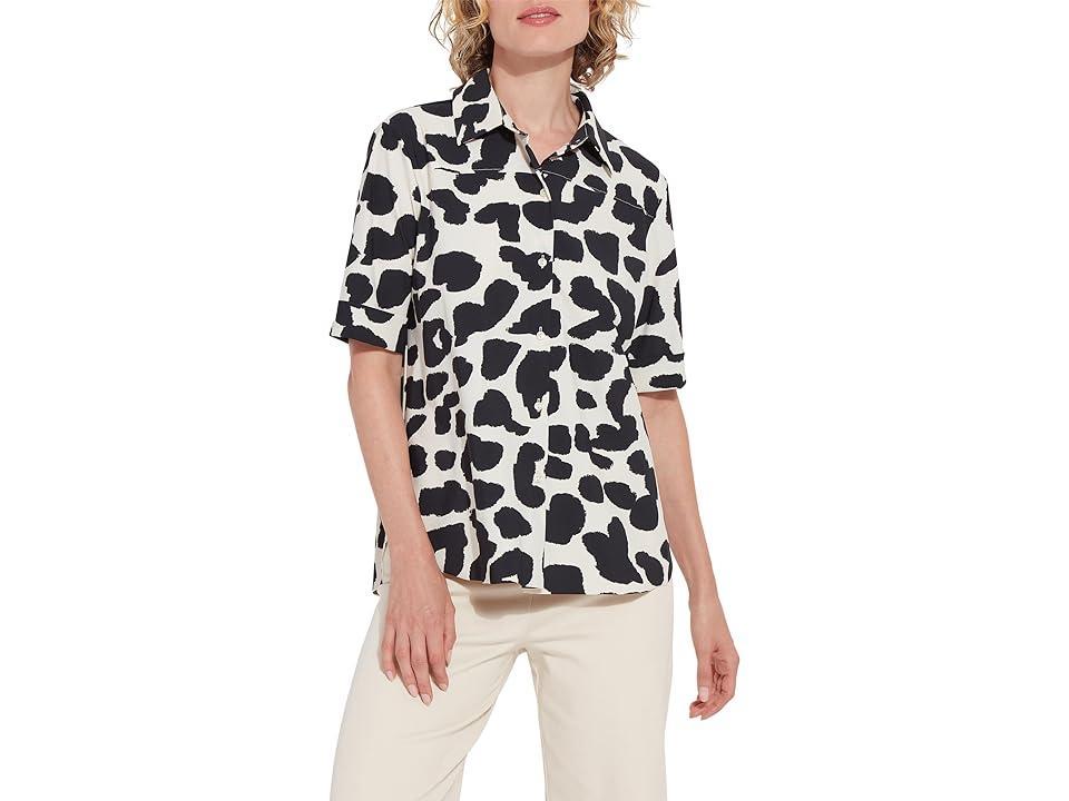 Lysse Josie Short Sleeve Button Down Print (Wild Contrast) Women's Clothing Product Image