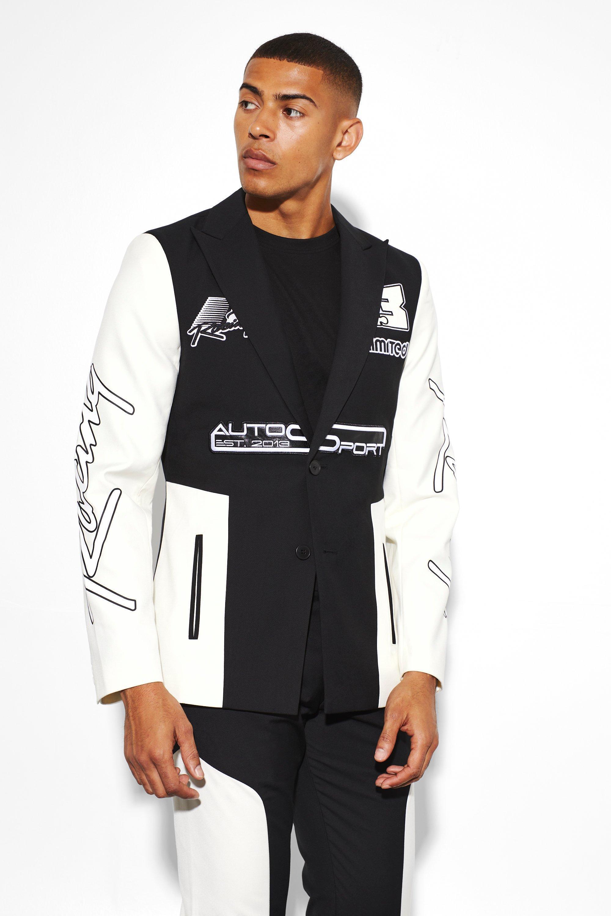 Slim Moto Colourblock Suit Jacket | boohooMAN USA Product Image