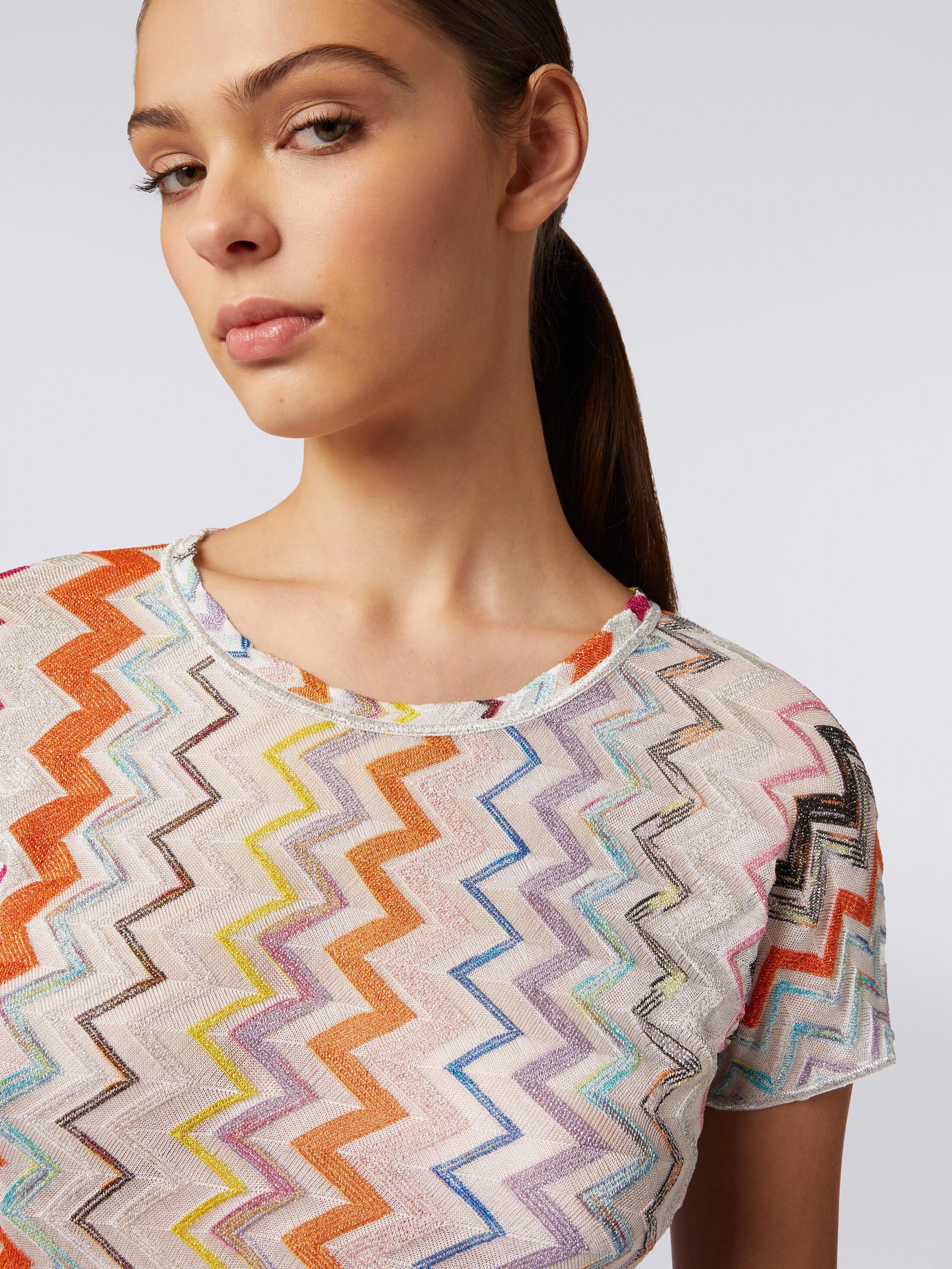 Viscose blend chevron crop top with lurex Product Image