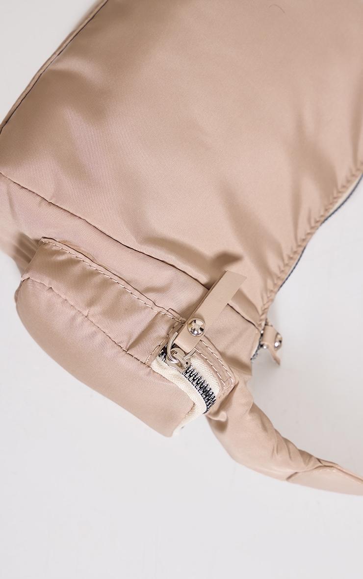 Beige Zip Nylon Shoulder Bag Product Image