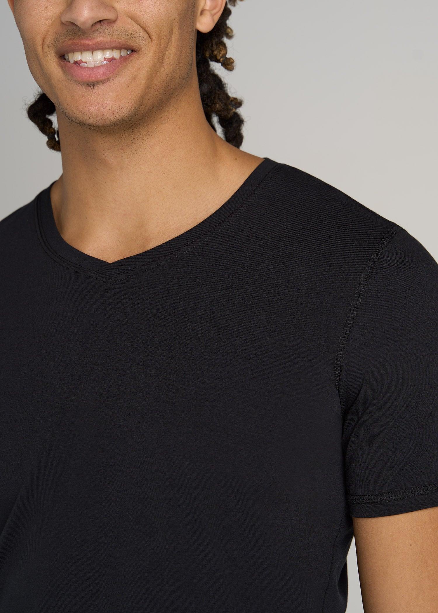 The Essential SLIM-FIT V-Neck Men's Tall Tees in Black Male Product Image