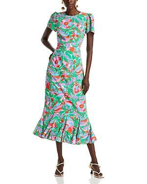 Womens Lulani Floral Ruffled Midi-Dress Product Image