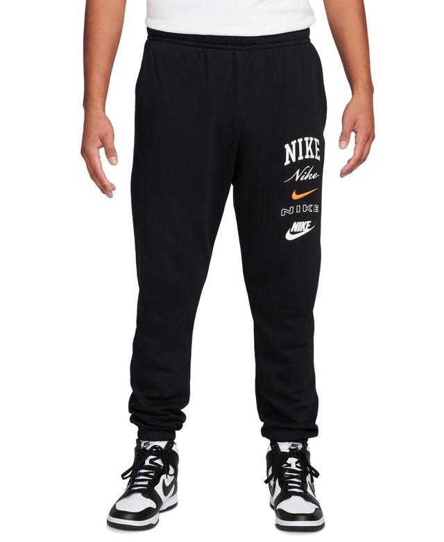 Men's Club Fleece Stacked Logo-Print Cuffed Pants Product Image