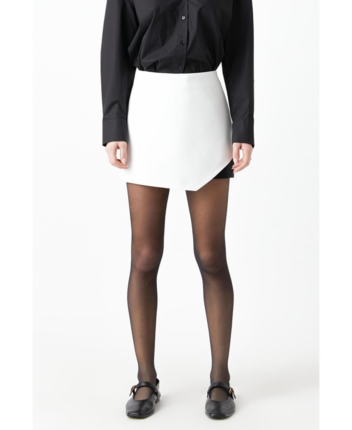 Womens Contrast Single Wrap Skort - Black Product Image