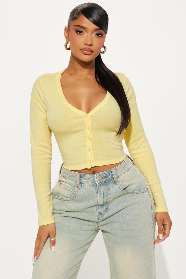 Camille Button Front Top - Yellow Product Image