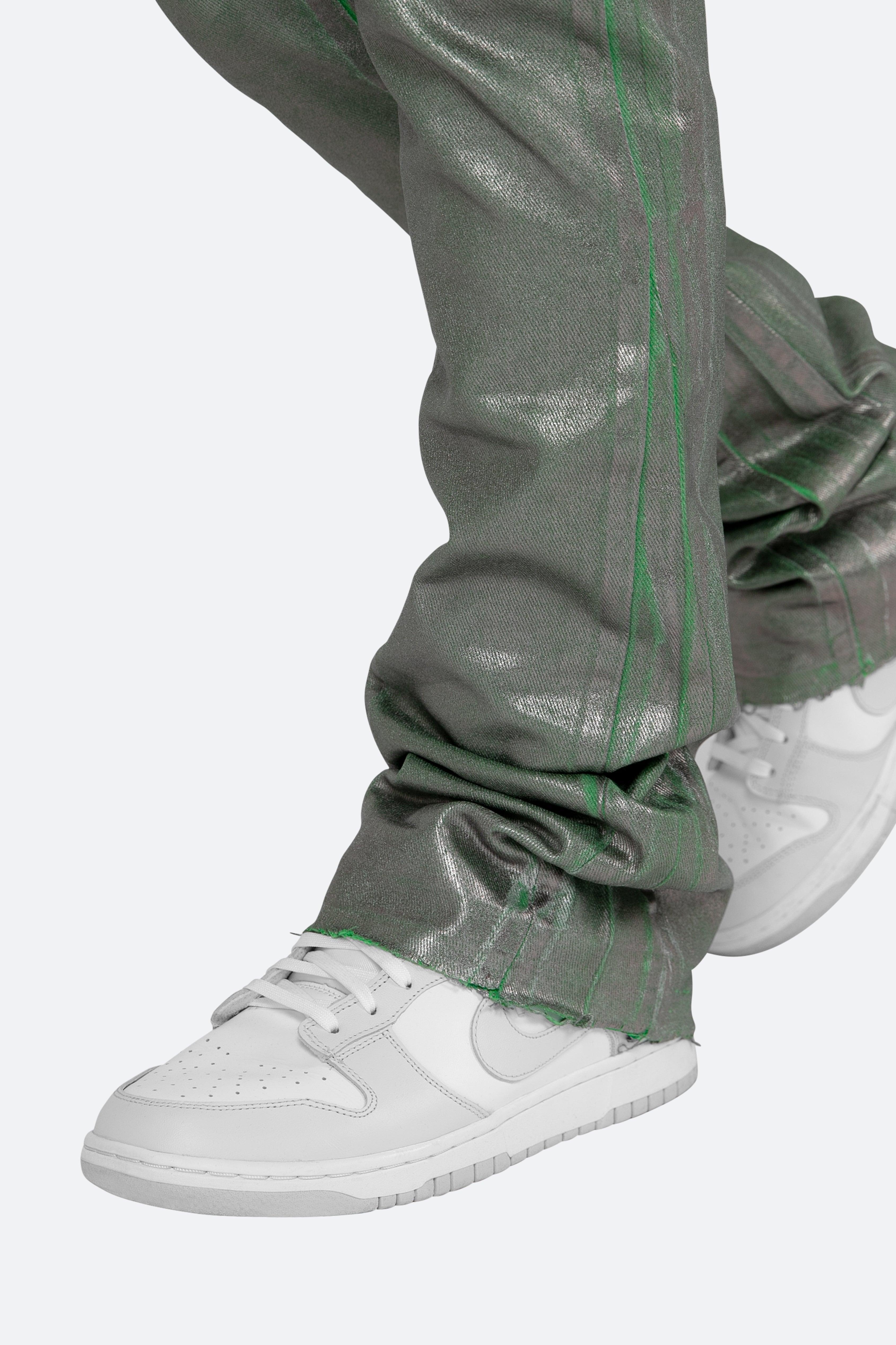 B427 Metallic Flare Denim - Green Product Image