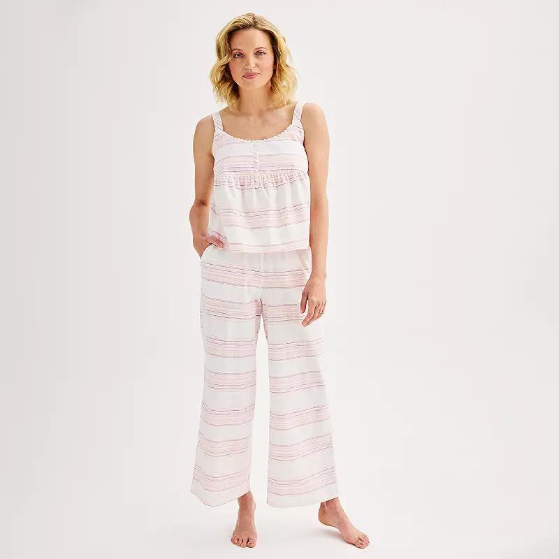 Womens Sonoma Goods For Life Poplin Pajama Tank Top & Pajama Pants Set Product Image