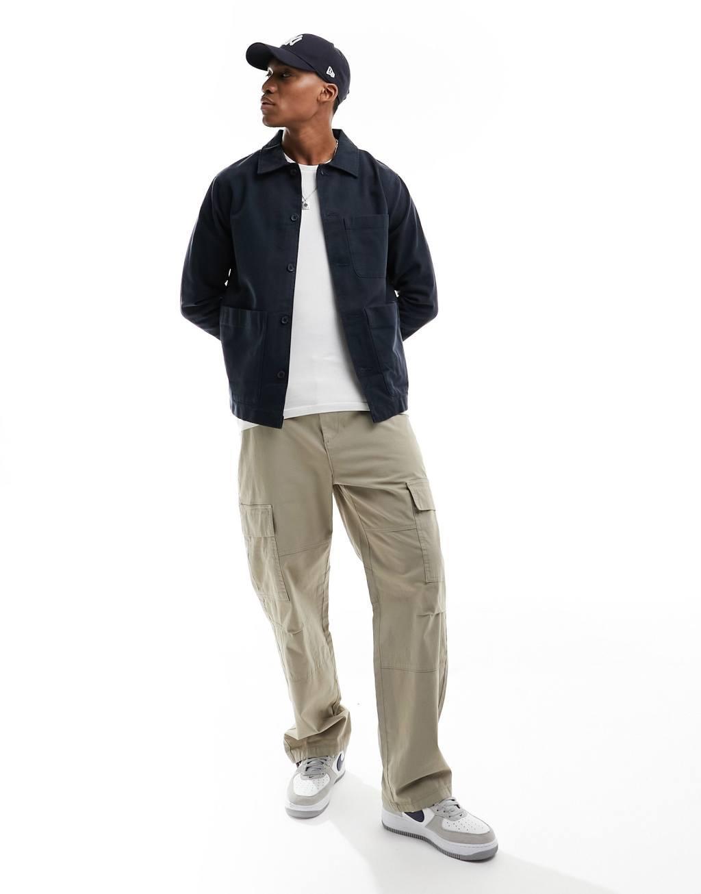 Selected Homme worker overshirt in navy  Product Image