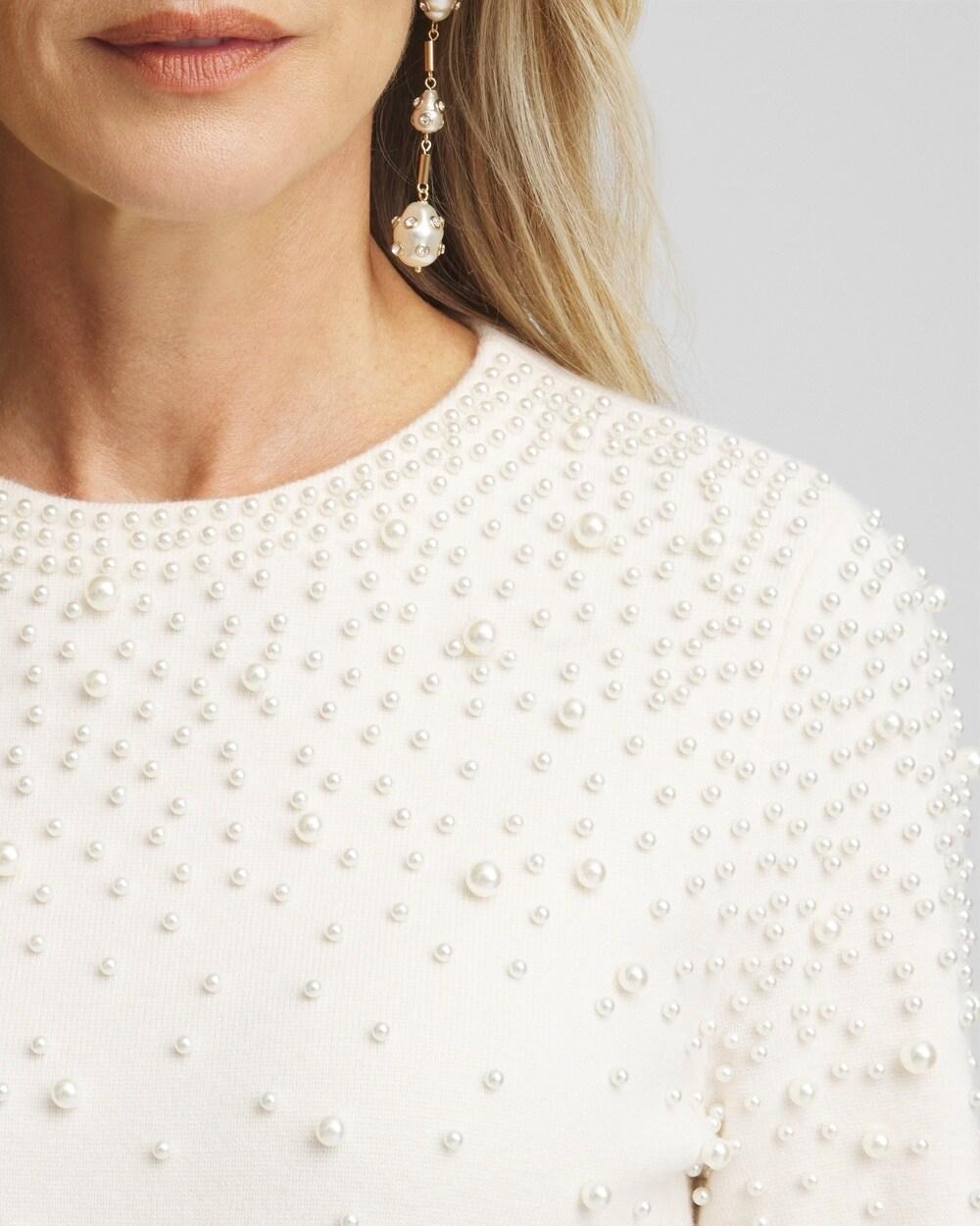 Faux Pearl Cashmere Blend Sweater Product Image