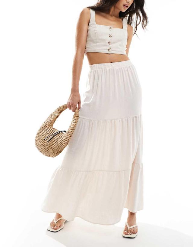 Miss Selfridge tiered maxi skirt in linen Product Image