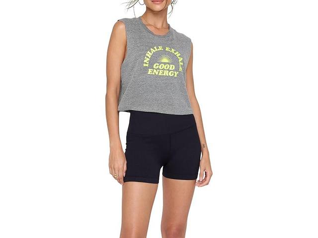 Spiritual Gangster Good Energy Callie Crop Tank (Heather Grey) Women's Clothing Product Image