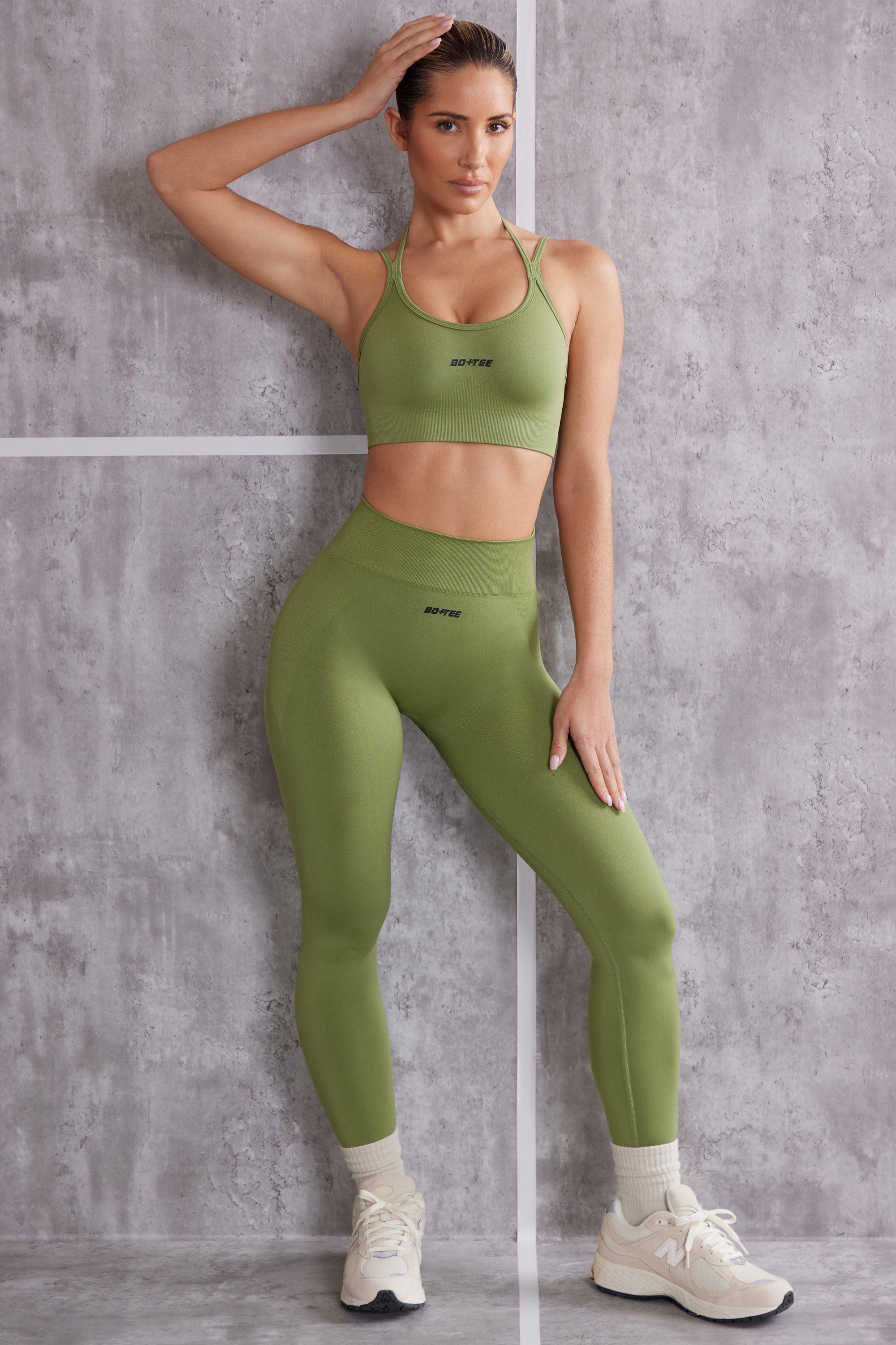 High Waist Seamless Leggings in Olive Female Product Image