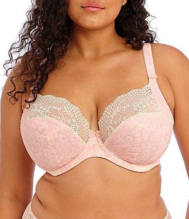 Elomi Womens Full Figure Lucie Stretch Lace Underwire Plunge Bra EL4490 Product Image