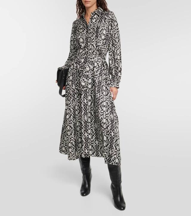 MAX MARA Alpe Printed Silk Midi Dress In Bianco_nero Product Image