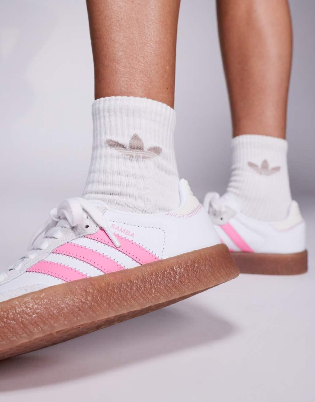 adidas Originals Sambae sneakers in white and pink Product Image