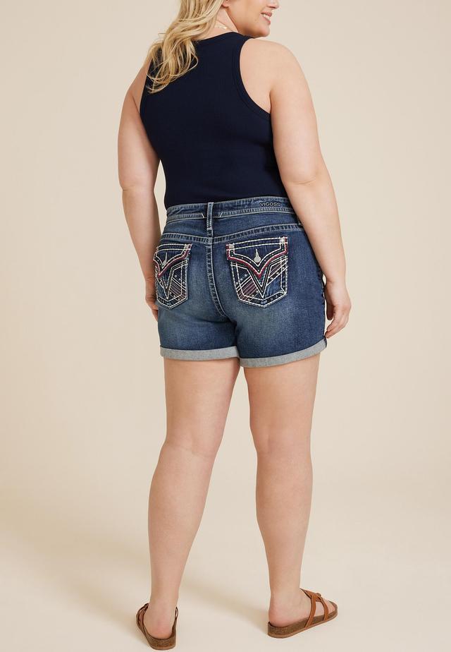 Vigoss Plus Size Vigoss Womens Americana Heritage Mid Rise 6In Shorts Blue Size 18W - Maurices Product Image