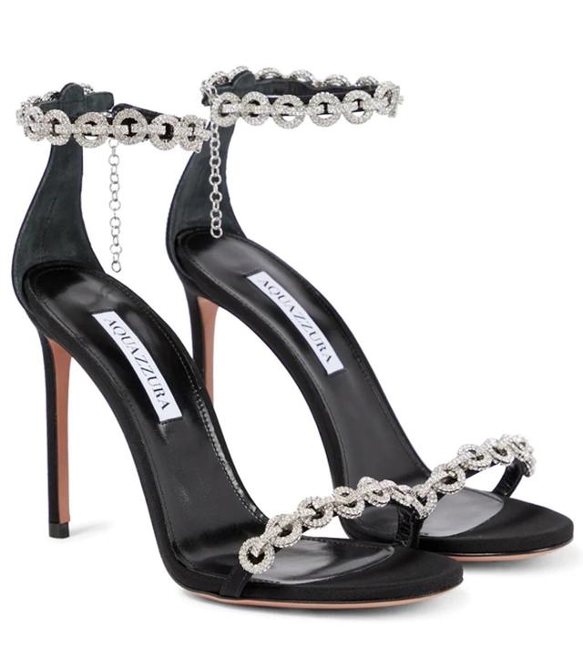 AQUAZZURA Love Link 105 Embellished Sandals In Black Product Image